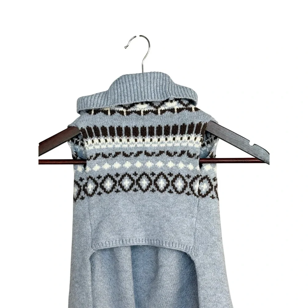 Loft Dog Sweater XL Blue Fair‎ Isle Knit Turtleneck Pet Vest